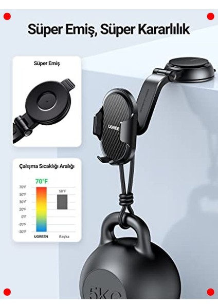 Vantuzlu Üniversal Araç Telefon Tutucu modelleri