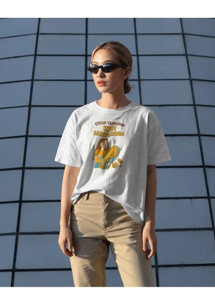 Çocuk Yapmadım Kedi Sahiplendim Tişört – Mizahi Kedi Temalı Oversize Tişört fiyatları