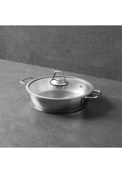 Teos Çelik Basık Tencere - Inox - 24 cm