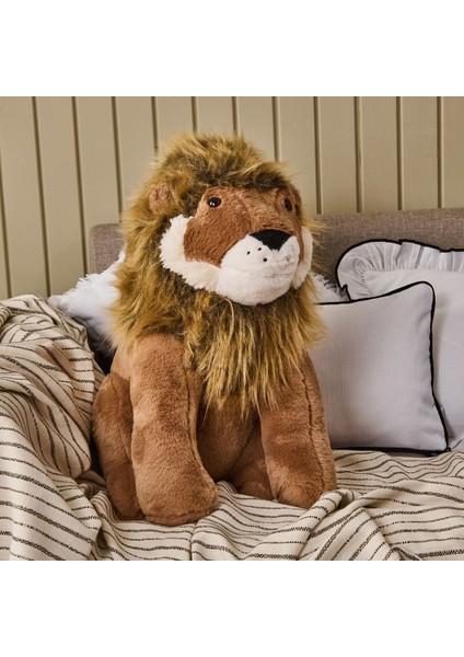 Soft Ormanların Kralı Aslan Figürlü Yastık - Kahverengi - 30X55 cm