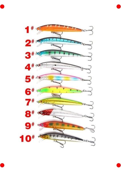 Minnow Sahte Olta Yem Seti - 10 Adet, Karbon Çelik Iğneli fiyatları