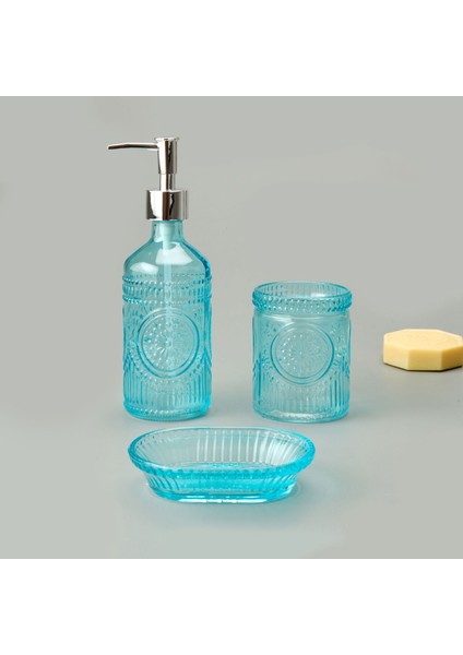 Bath 3'lü Cam Banyo Sıvı Sabunluk Seti - Mavi fiyatları