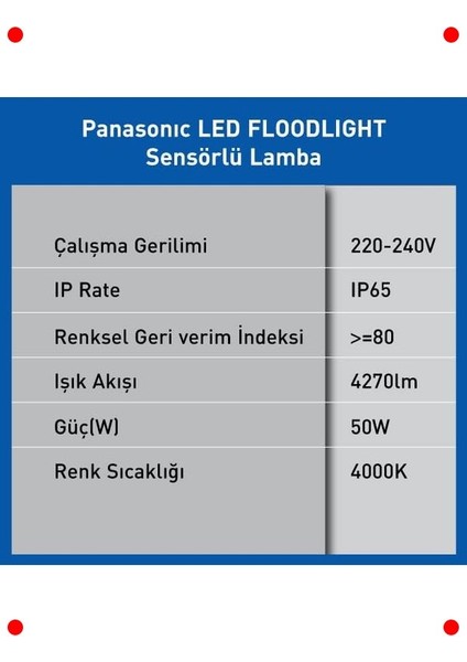 Sensörlü 50W LED Projektör 4000K Sarı Işık fırsatları