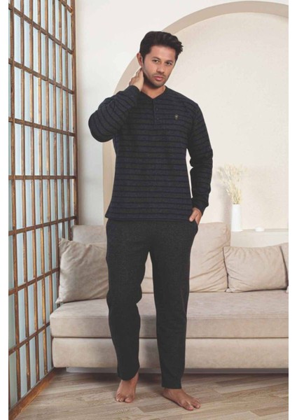 Erkek Eşofman Pijama Takımı - Lacivert Kışlık Şardonlu Selanik Kumaş 1220UK indirimleri