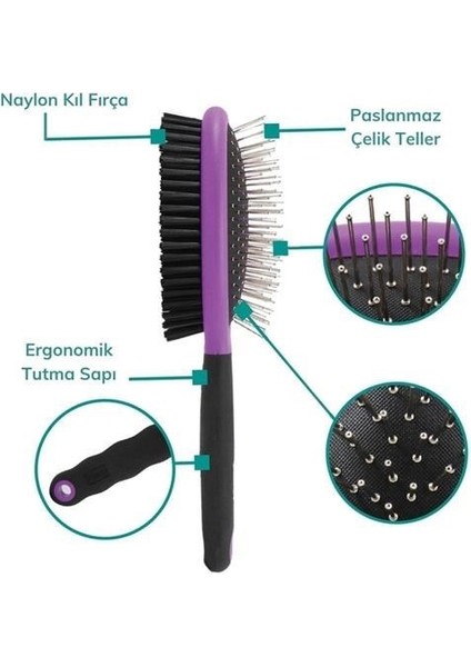 Nexoran Çok Amaçlı Çift Taraflı Kolay Evcil Hayvan Kedi Köpek Temizleme Pet Fırçası modelleri