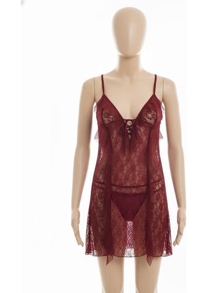 UG-796 Bayan Dantelli Gecelik Bordo