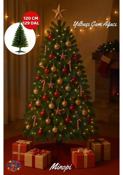 Yılbaşı Çam Ağacı 120 cm Plastik Ayaklı 129 Dal Christmas Tree