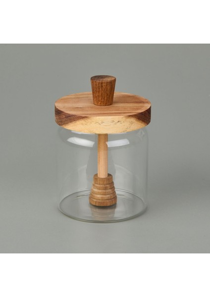 Akasya Kapaklı Kavanoz - Kahverengi / Şeffaf - 450 ml