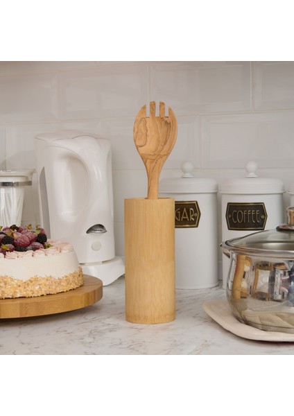 Zeytin Ağacı Servis Kaşığı - Açık Kahverengi - 30 cm modelleri