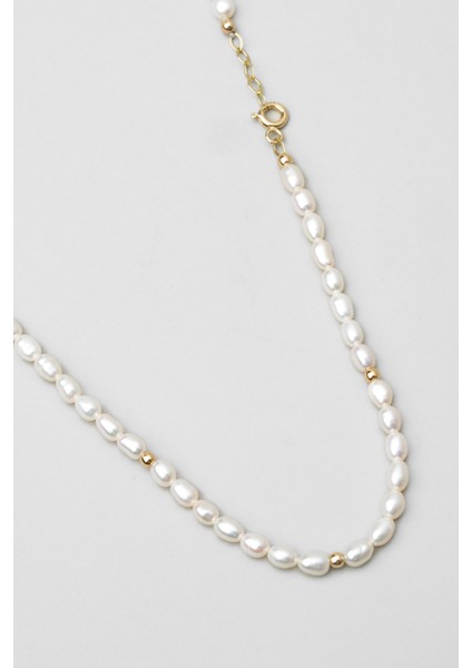 Doğal Inci Taşlı 42 cm 14 Ayar Sarı Altın Kolye indirimleri