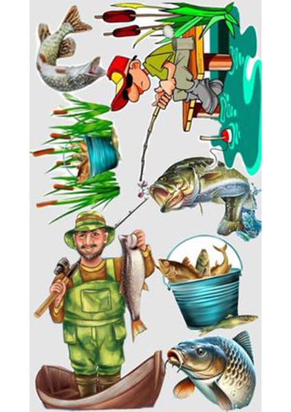 Balıkçılık Telefon Laptop Notebook Tablet Defter Matara Stiker Etiket ST2272