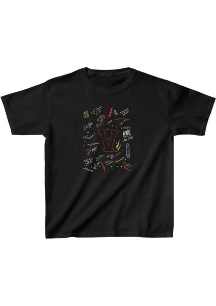 Unisex Çocuk Baskılı T-Shirt - Siyah