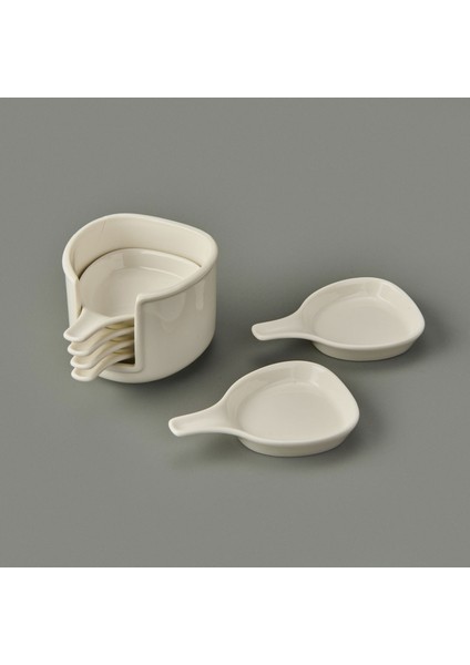 Ella 6'lı Köşeli Porselen Sosluk - Beyaz - 8 cm fiyatları