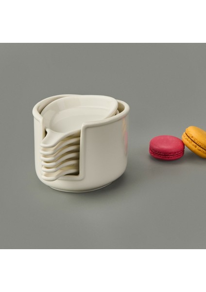 Ella 6'lı Köşeli Porselen Sosluk - Beyaz - 8 cm modelleri