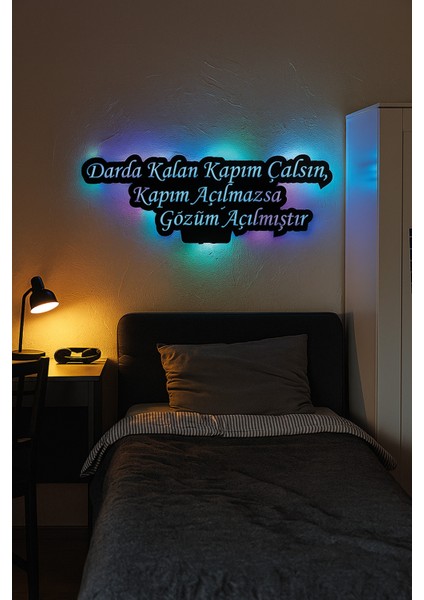 LED Işıklı Kişiye Özel Yazılar Dekoratif Tablo Duvar Dekorlu Gece Lambası