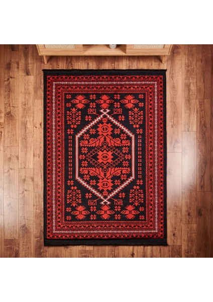 Soft Ruby Afgan Desenli Halı - Kırmızı - 160X230 cm