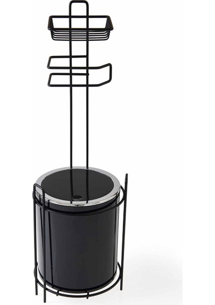 Yedekli Wc Kağıtlığı ve Çöp Kovası - Siyah modelleri