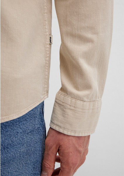 Keten Karışımlı Bej Gömlek 0211641-70039