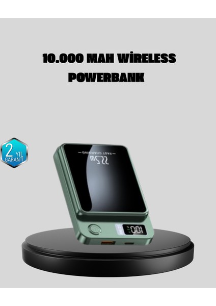 Yzlal Magsafe Powerbank 10.000 Mah Kablosuz ve Dijital Ekranlı Hızlı Şarj Cihazı