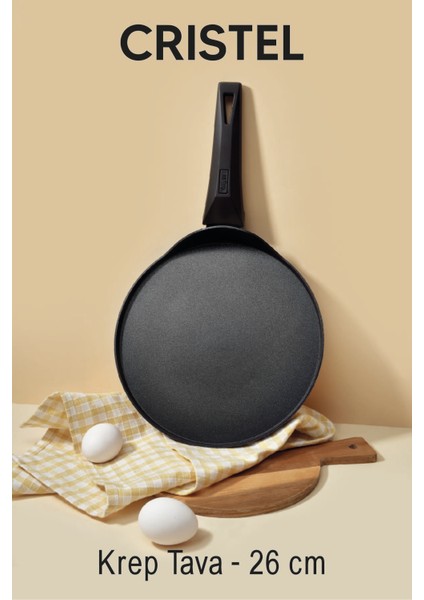 Cristel Krep Tava 26 cm Siyah