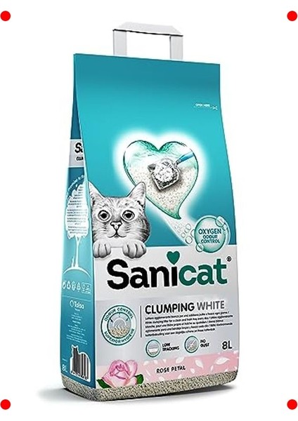 Beyaz Gül Kokulu Topaklanan Kedi Kumu 8 Litre
