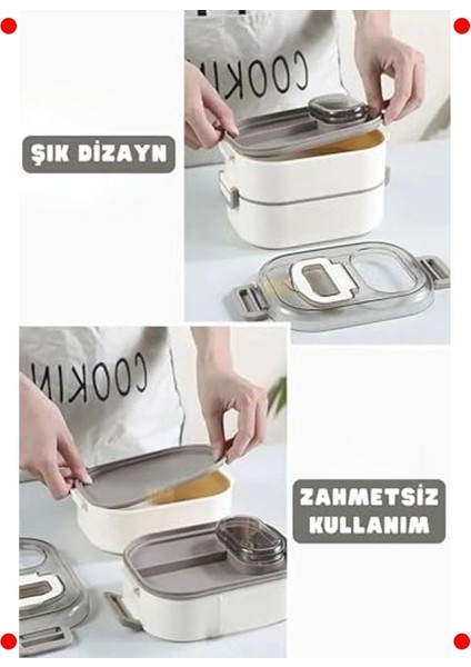 1000ML Çift Katlı 3 Bölmeli Çelik Yemek Kutusu - Lacivert fiyatları