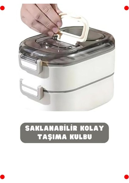 1000ML Çift Katlı 3 Bölmeli Çelik Yemek Kutusu - Lacivert modelleri