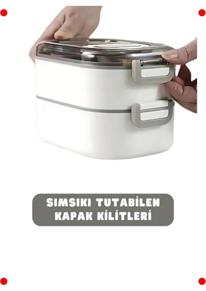 1000ML Çift Katlı 3 Bölmeli Çelik Yemek Kutusu - Lacivert fırsatları