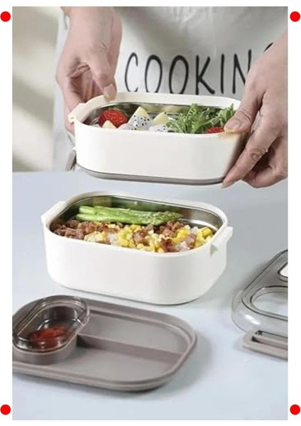 1000ML Çift Katlı 3 Bölmeli Çelik Yemek Kutusu - Lacivert indirimleri