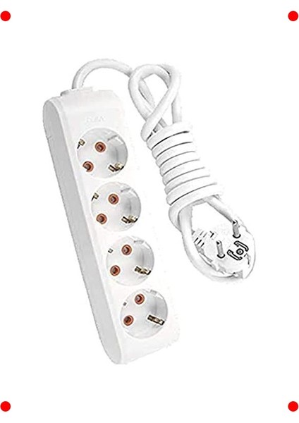 1 Metre Kablolu Dörtlü Topraklı Priz