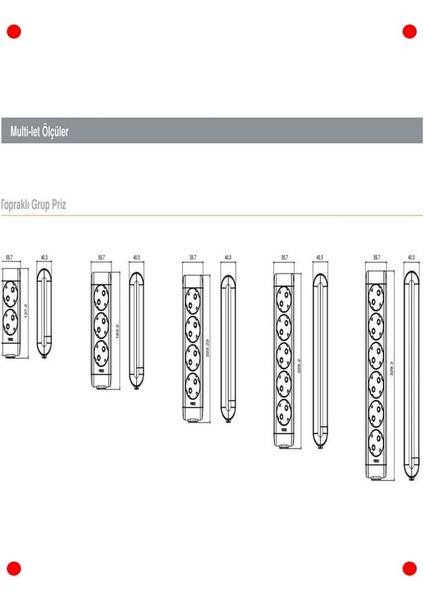 1 Metre Kablolu Dörtlü Topraklı Priz modelleri