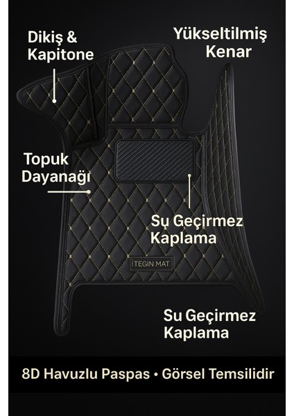 Nissan X-Trail 2014-2021 Arası Aracına Özel 7 Kişilik 8d Araca Özel Havuzlu Suni Deri Paspas Siyah Bej (Tam Kaplama, 11 Mm, Kokusuz) modelleri