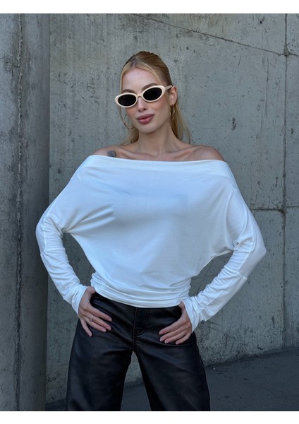 Kadın Kayık Yaka Full Esnek Asimetrik Kesim Comfort Spor Şık Tasarım Yumoş Bluz modelleri