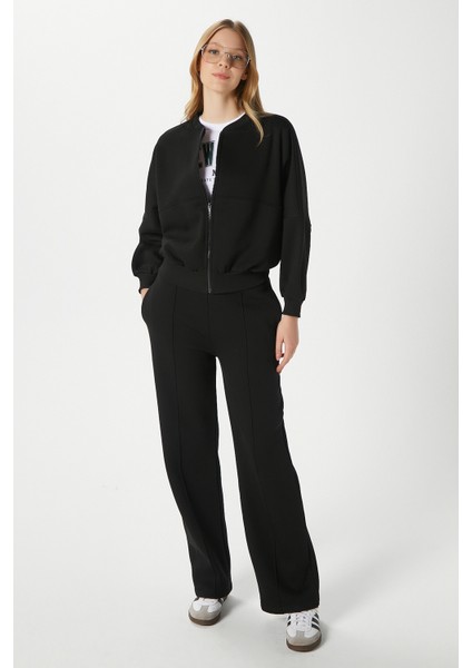 Kadın Darcy Içi Polarlı Oversize Kalıp Siyah Alt Üst Eşofman Takımı modelleri