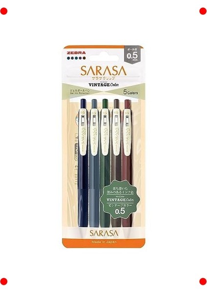 5'li Vintage Renk Jel Kalem Seti 0.5 mm