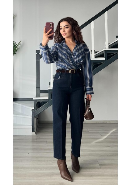 Süet Kemerli Koyu Lacivert Skater Jean indirimleri