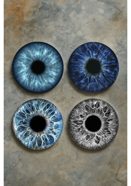 Ev Dekor Oval Pleksi Bardak Altlığı Temalı Desenli 4'lü Set Gözler