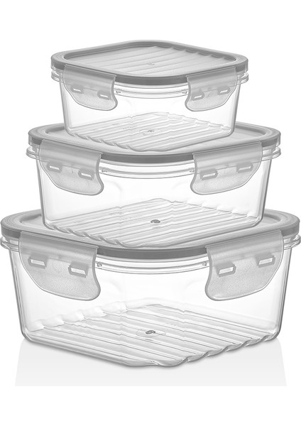 3lü Saklama Kabı Seti Qlux Bpa Içermez Sızdırmaz Contalı Saklama Taşıma Kabı L-00860 fiyatları
