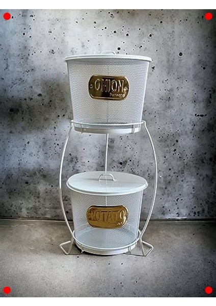 2 Katlı Beyaz Metal Patates Soğan Saklama Kovası Seti fiyatları