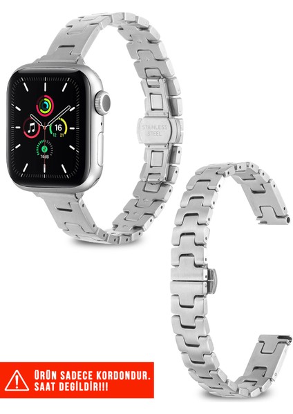 Apple Watch Seri 2/3/4/5/6/7/8/9/se 38MM 40MM 41MM ve Seri 10/11 42MM Uyumlu Metal Kordon
