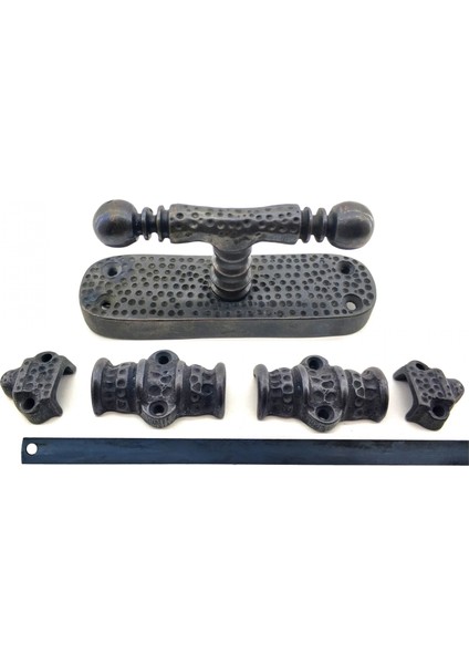 Antika Tarz Dekoratif Pirinç Üstten Ispanyolet - 133X40 Mm, Oksit