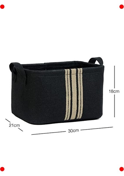 Siyah Çizgili Jüt Saklama Sepeti (30X21X18 Cm) fiyatları