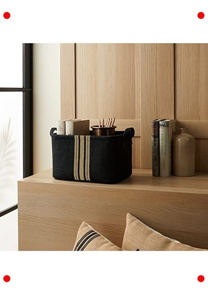 Siyah Çizgili Jüt Saklama Sepeti (30X21X18 Cm) modelleri