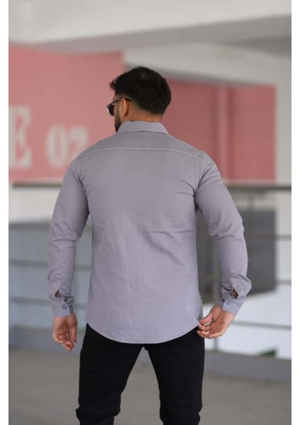 Erkek Kot Gömlek Slim Fit, Çift Cepli Geniş Düğmeli Likrasız Gömlek fiyatları