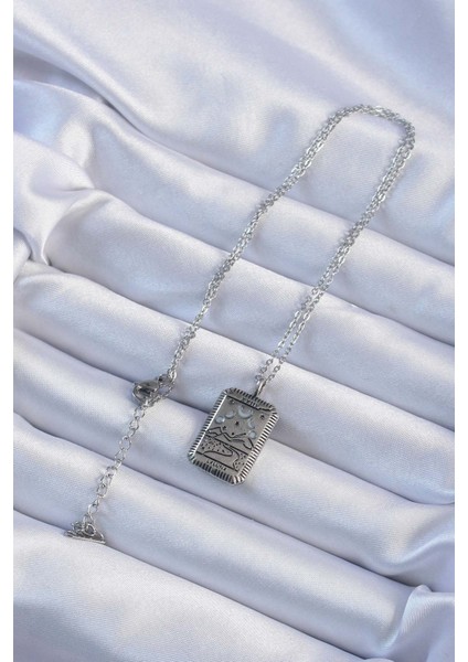 316L Çelik Zincir Eskitme Gümüş Renk Ay Figürlü Tarot Kolye fiyatları