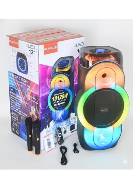 Kolav D1238 Ses Bombası Büyük Boy Hoparlör Speaker 40W Taşınabilir Hoparlör 12 Inç