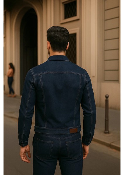 Erkek Günlük Mevsimlik Slim Fit Trend Lacivert Kot Ceket indirimleri