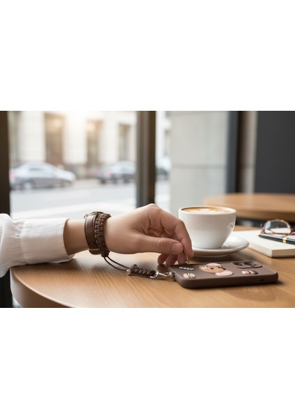 Kahverengi Bileklik Telefon El Askısı Tüm Kılıflara Uyumlu