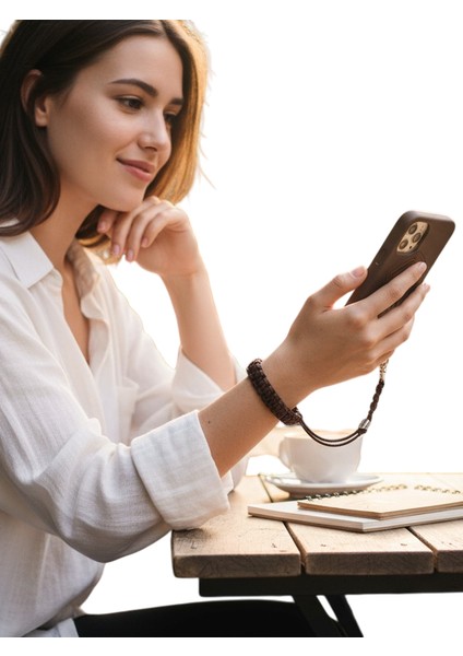 Kahverengi Bileklik Telefon El Askısı Tüm Kılıflara Uyumlu