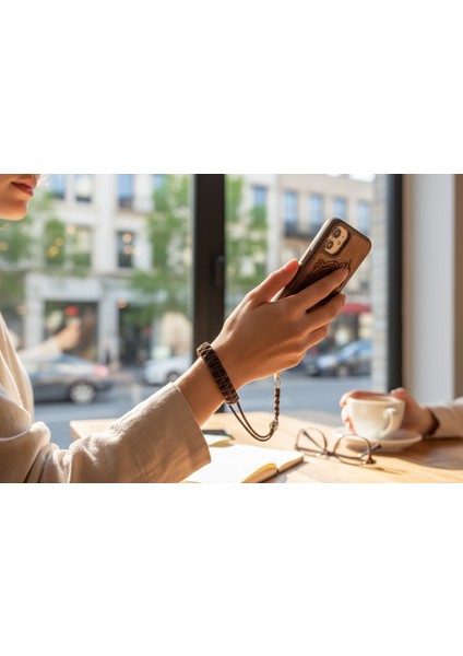Kahverengi Bileklik Telefon El Askısı Tüm Kılıflara Uyumlu